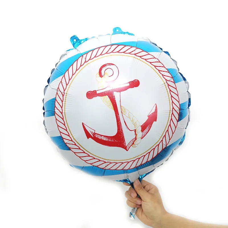 5 Pieces 18\'\' Sailor Mylar Balloon Anchor Rudder Foil Helium Balloons for Nautical Birthday Party Decorations Photo Backdrops