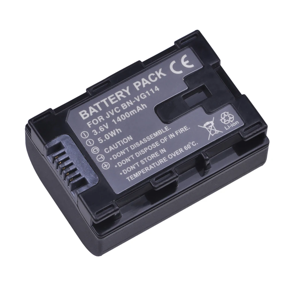 1400mAh BN-VG114 Battery and Charger Kit for JVC BN-VG107 VG107U VG114 VG114U VG121 VG121U Battery and JVC Everio GZ-E Series