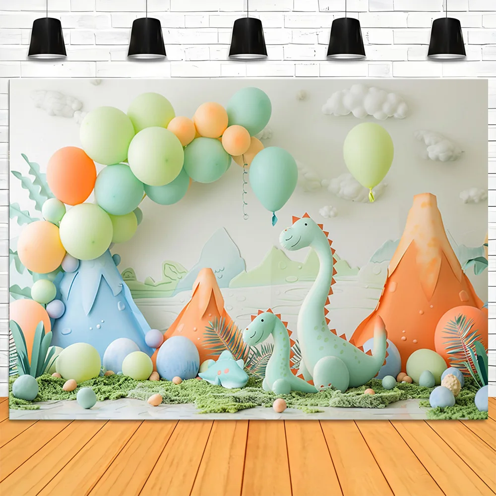 Fondo decorativo con temática de dinosaurio para fiesta de cumpleaños, accesorios de fotografía, globos de ensueño, arco, recién nacido, día de Pascua, KL-02