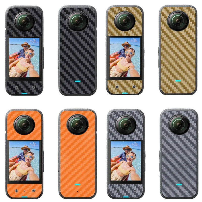 For Insta360 One X4 3D Carbon Fiber PVC Stickers Film Front + Back Scratch-proof Decals Skin for Insta360 One X3 / One X2 Wrap