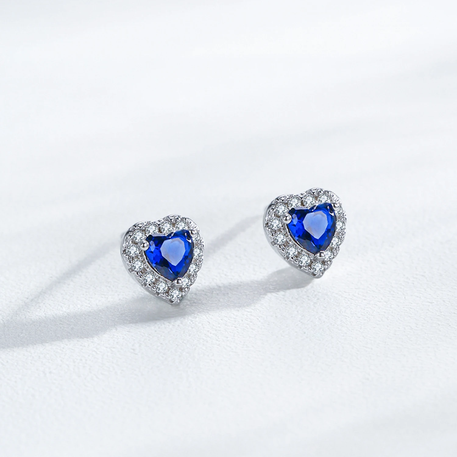 Ailmay 925 Sterling Silver Classic Blue Love Heart Earrings Necklace For Women Elegant Romantic Wedding Jewelry Gift Set