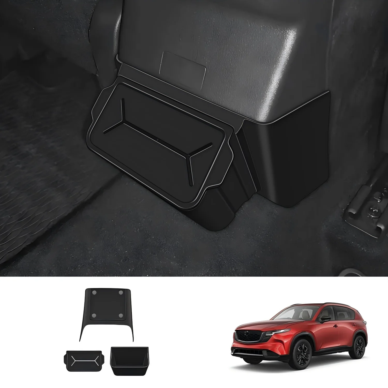 For Mazda CX-5 2026 Gen 3 Rear Trash Can Storage Box Car Door Garbage Bin Organizer Set Black Interior Accessories 3Pcs