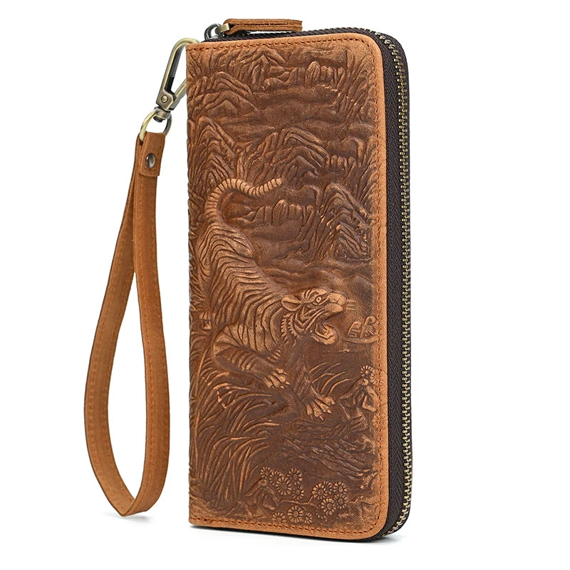 Cow Leather Long Wallet Vintage Clutch Man Long Handbag For Man and Women Casual Handhold Bag Male Purse