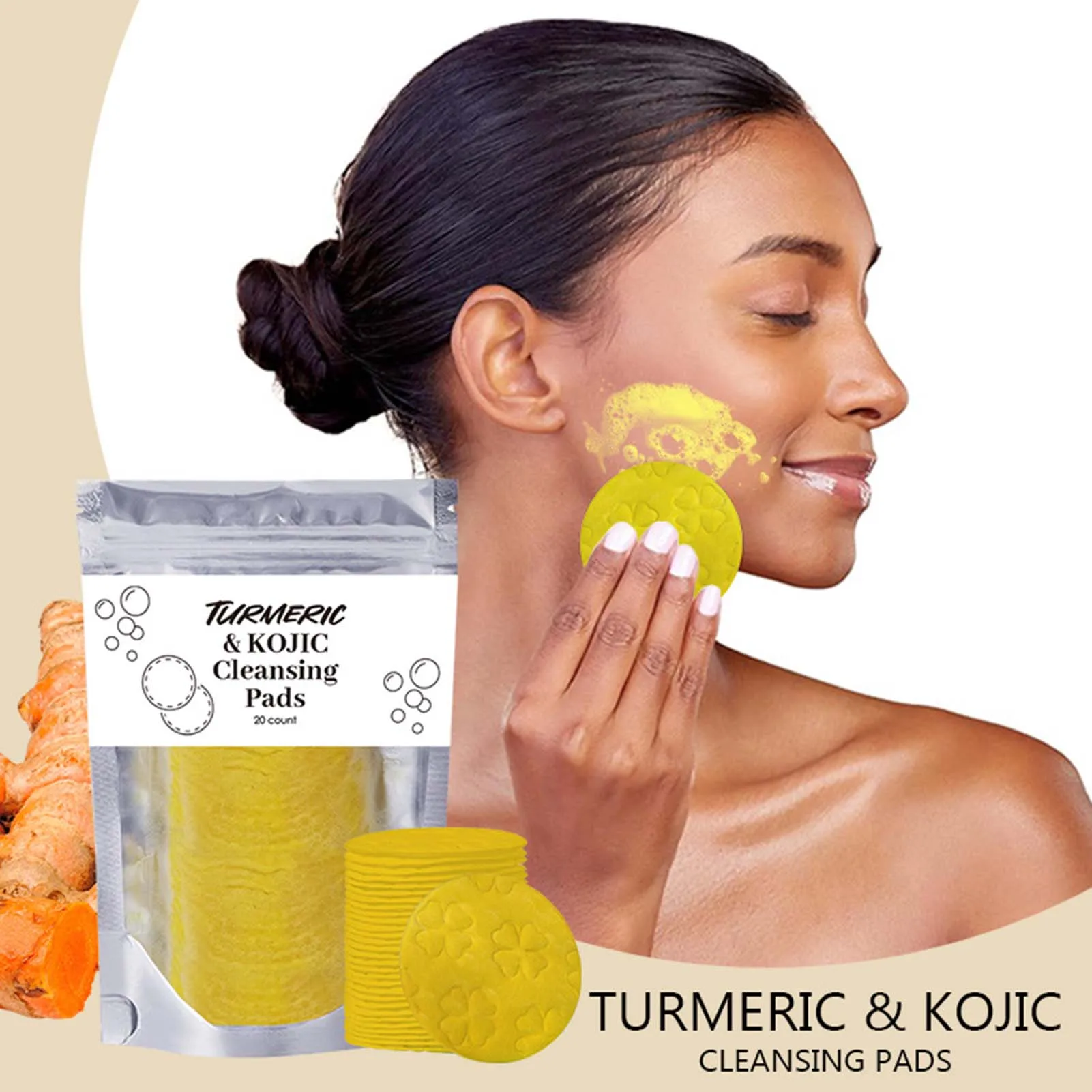 20/30/40pcs Turmeric Cleansing Pads Non-Irritating Turmeric Cleansing Pads Suitable for All Skin Types