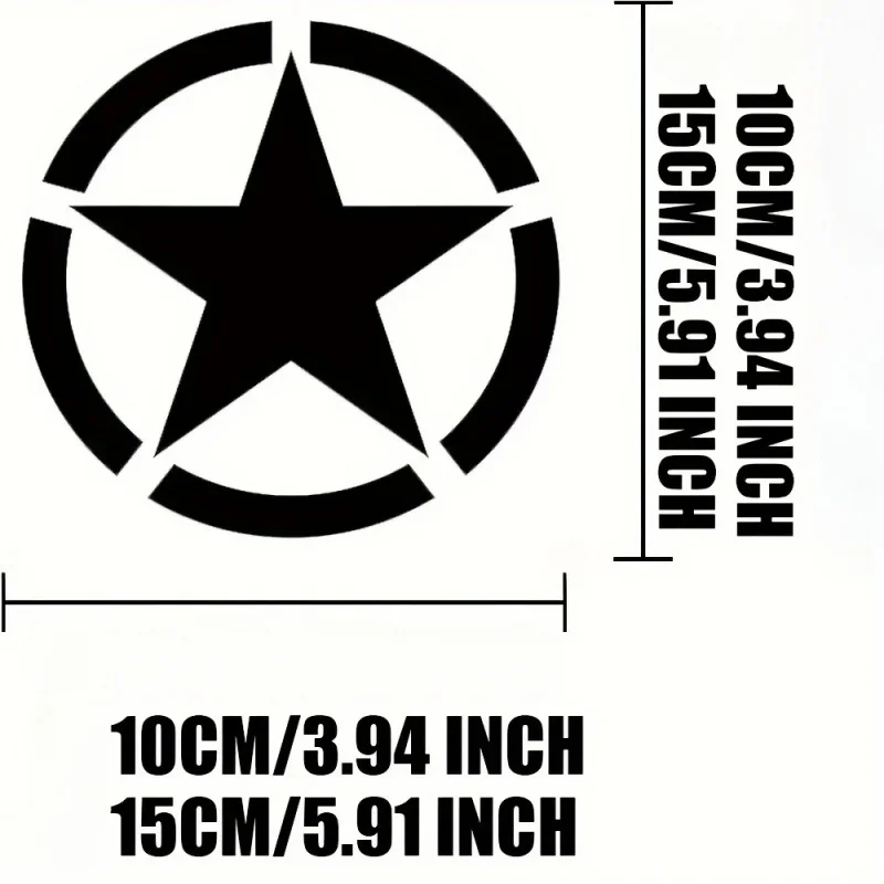 2pc Army Five-pointed Star Refit Stickers Motorcycle Stickers for Fuel Tank Fender Waterproof Racing Helmet Creative Car Decals