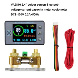 DC8-100V VA9810 Coulomb licznik długości wskaźnik naładowania baterii napięcie prądu wyświetlacz baterii litowo dla akumulator kwasowo-ołowiowy detektor