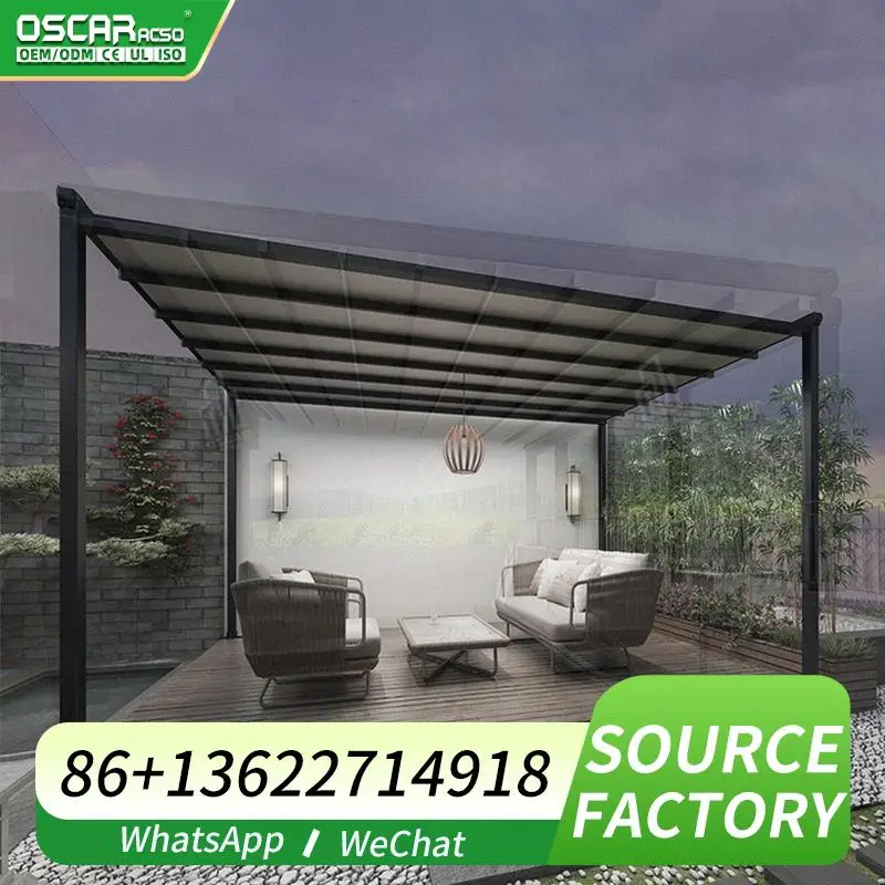 

Shade Awning Retractable Aluminum Frame for Garden Patio Backyard Outdoor Retractable Canopy Pergola