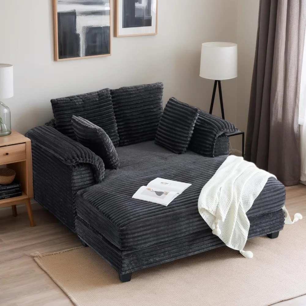 

56 Большое кресло-шезлонг, темно-серый удобный вельветовый шезлонг, диван-кровать с откидной спинкой, мягкий диван-кровать с Th