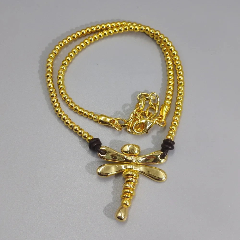 Women's Shiny Dragonfly Pendant Bead Necklace