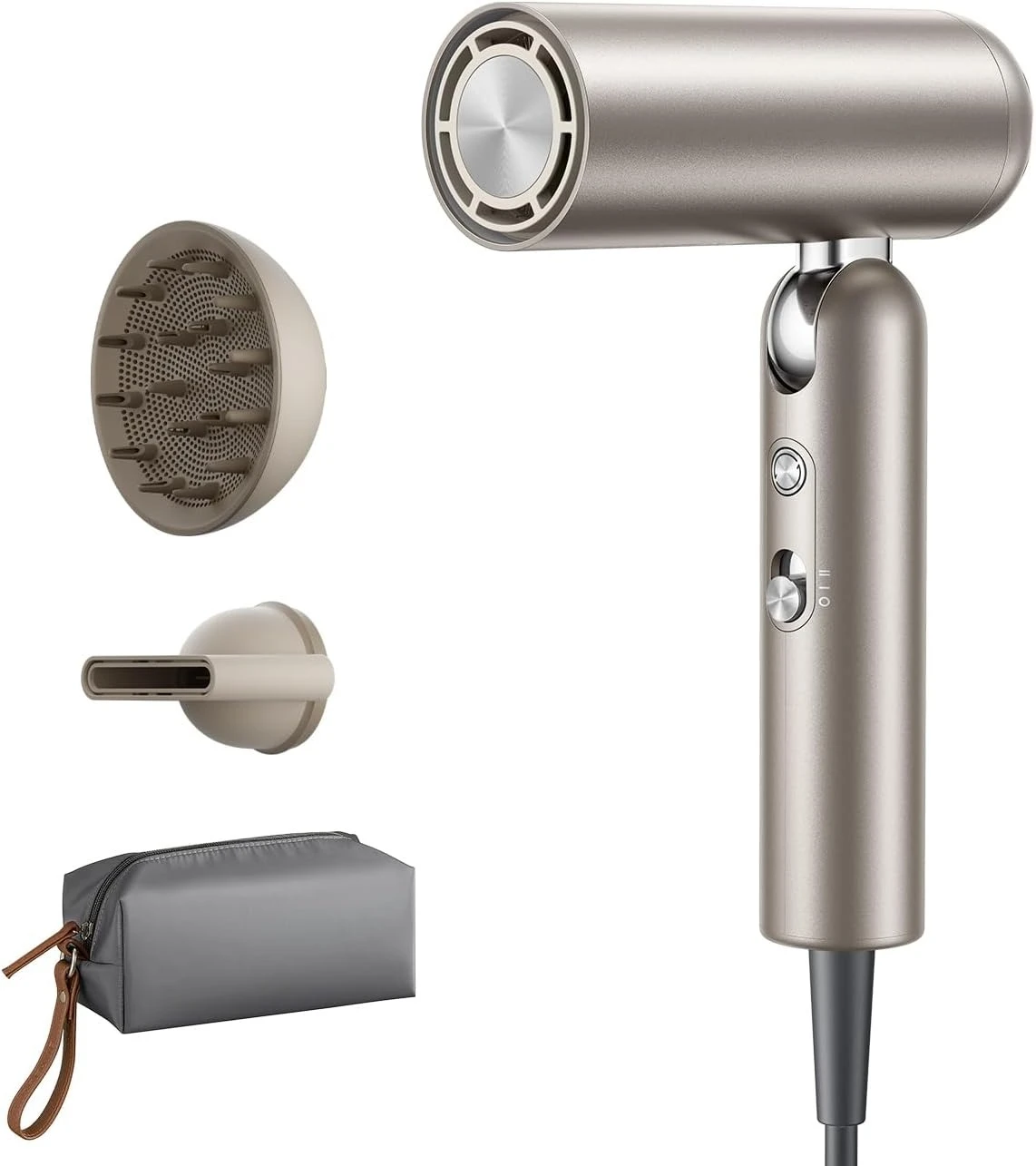 Pocket Hair Dryer  Portable Folding Blow Dryer with Diffuser, Fast Drying, High-Speed Brushlessfor Home & Domestic Travel & Gym