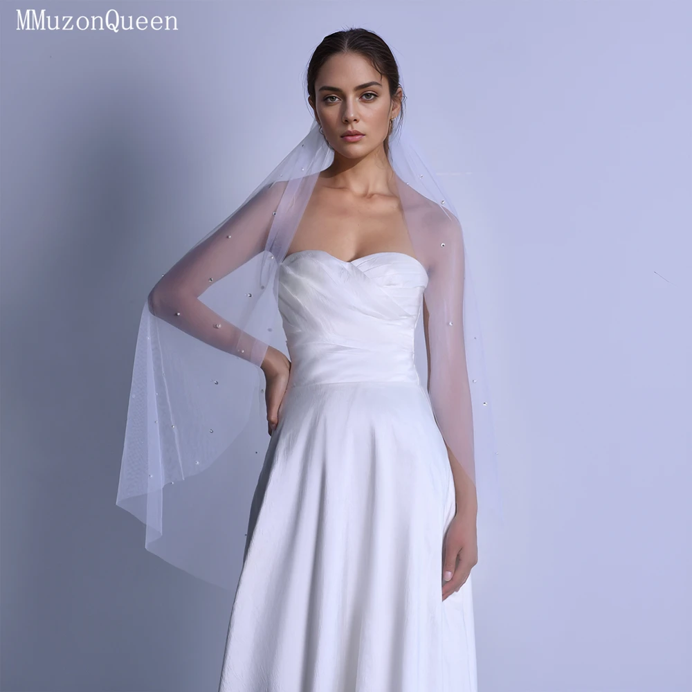 MMQ Elegante Breve Perla Strass Abbellisci Velo Da Sposa Accessori Da Sposa Per Le Donne Abiti Da Sposa capa Bridal novia M27