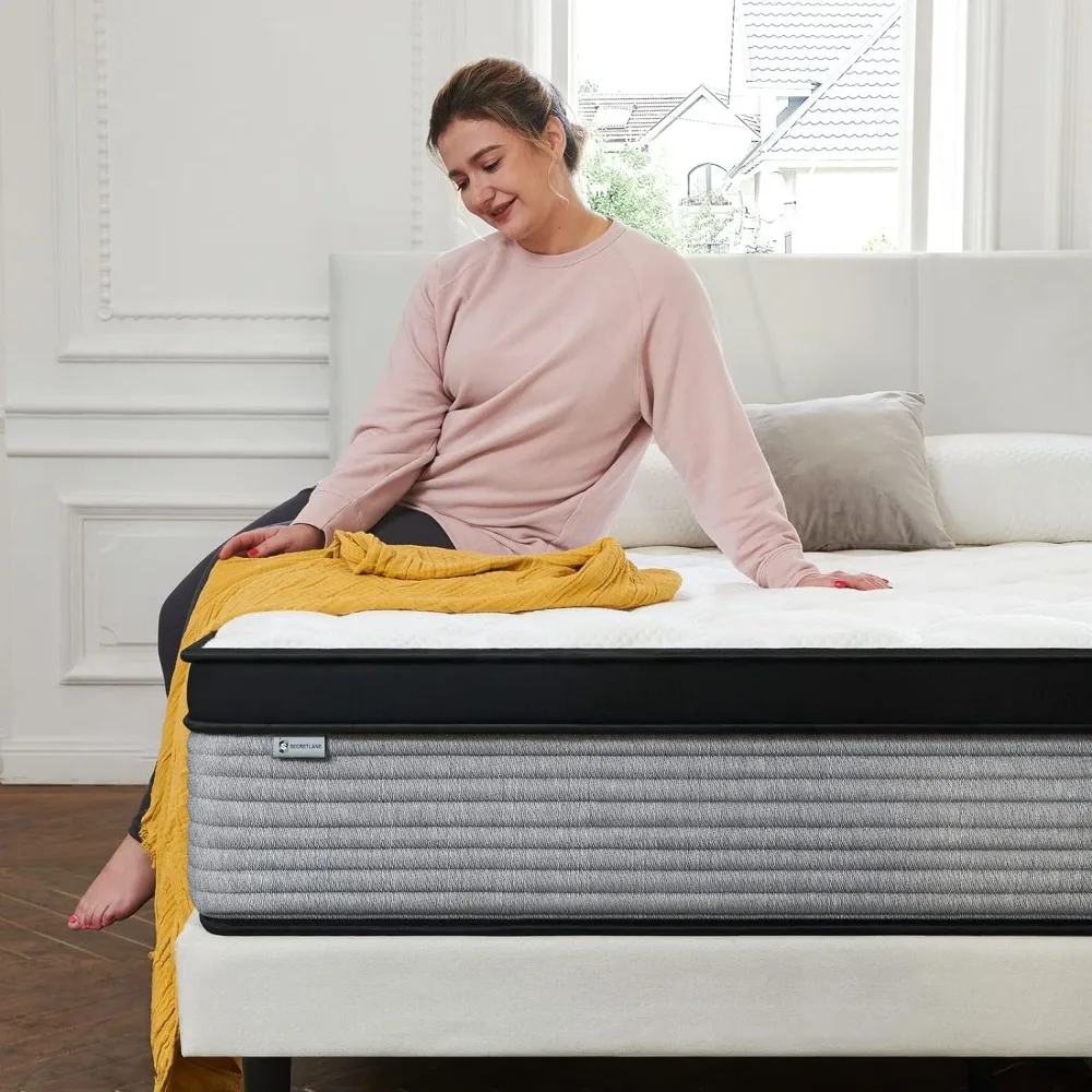 King Size Mattress, 10 Inch Hybrid Memory Foam Mattress and Individual Pocket Springs,King Bed in a Box