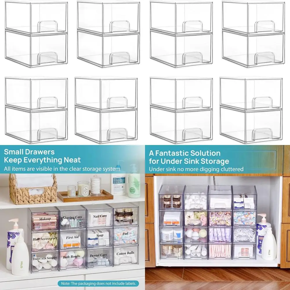 

Прозрачные акриловые штабелируемые ящики для хранения косметики, для туалетного столика, под раковину, для кухни, кладовой, для домашней организации