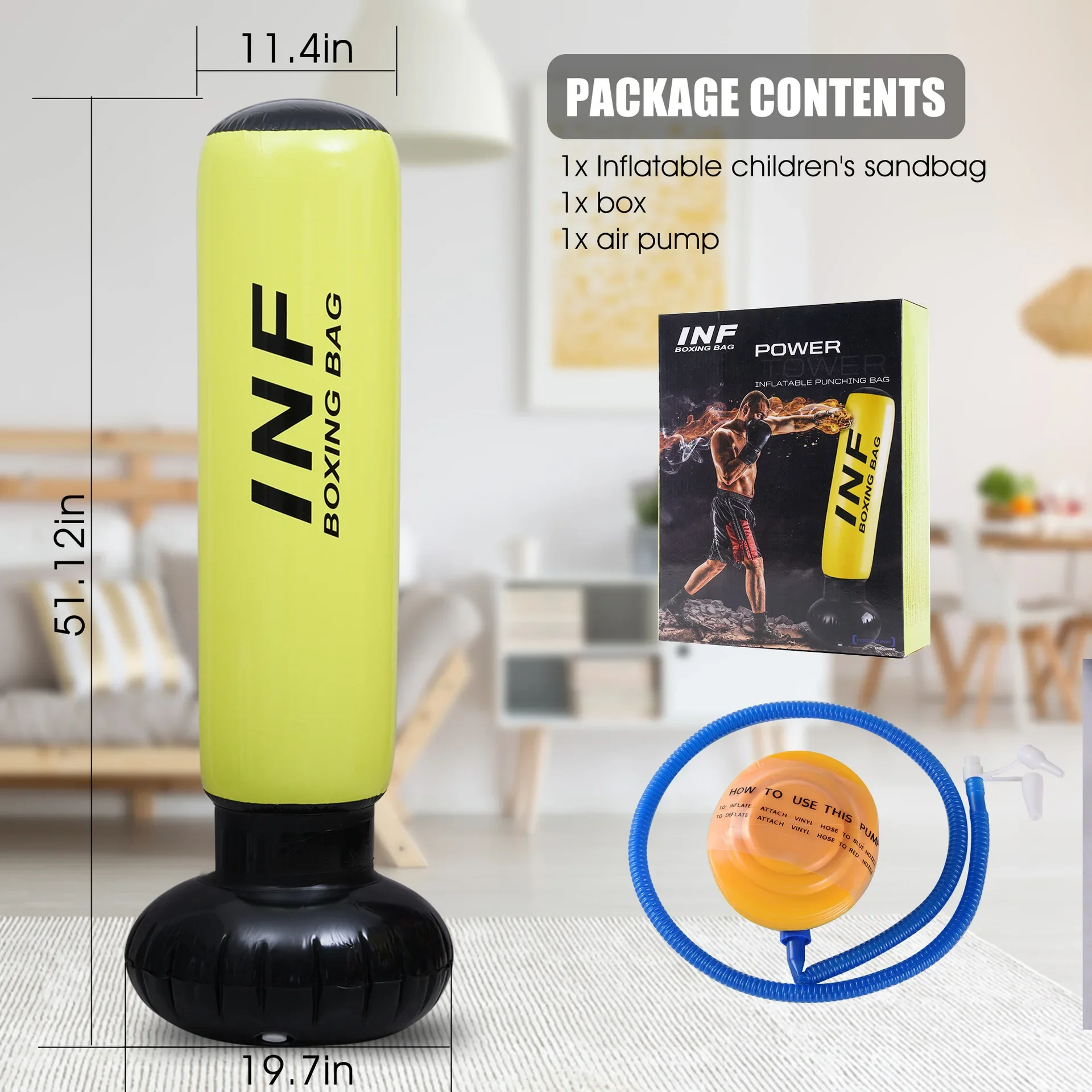 Inflatable punching bag is designed for kids Taekwondo De-Stress Boxing Bag for Kids Ideal for outdoor play home or gyms boxing