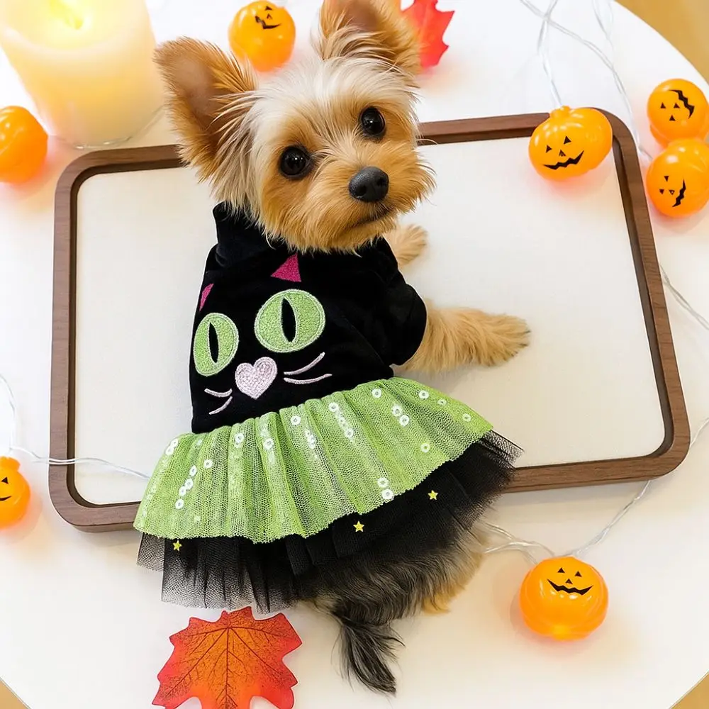 

Pet Supplies Two Legged Dog Halloween Dress Comfortable Black Dog Lace Skirt Soft Dog Pullover Halloween