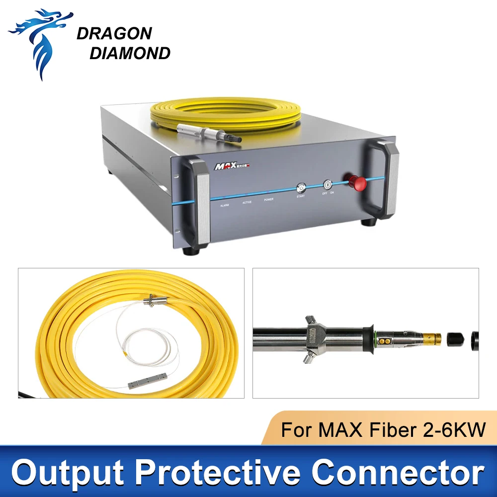 MAX Raycus-Grupo de lentes de conector protector de salida de fuente láser de fibra QBH con tapa para máquina de corte de 0-6W, generador láser