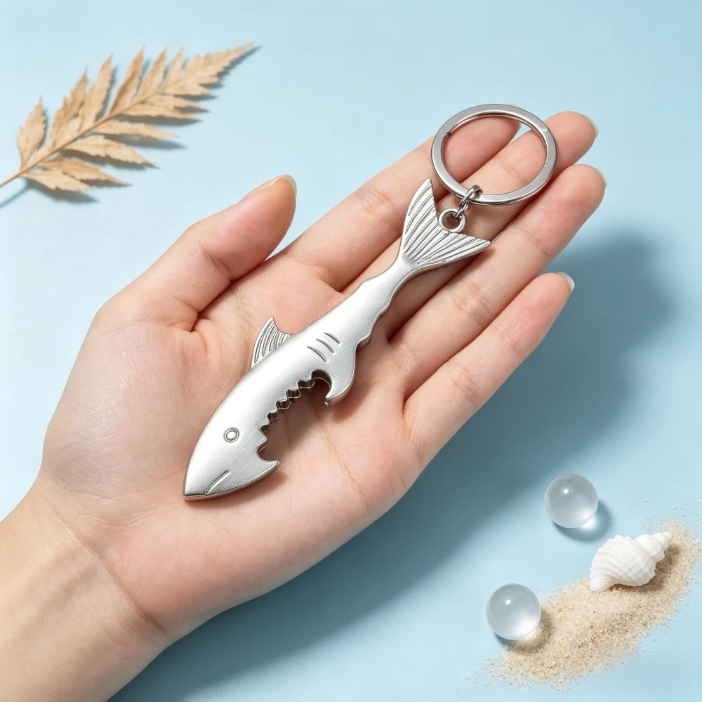 Kreativer Simulierter Metall-Seepferdchen-Schlüsselanhänger Modischer Hai-förmiger Flaschenöffner Kleine und Tragbare Accessoires Anhänger Geschenke – Detail 3