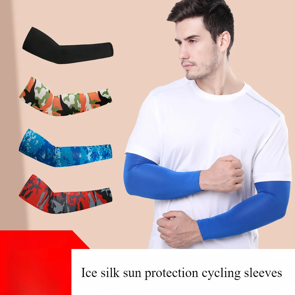 Summer Ice Silk Long Sleeves Anti-Sunburn Arm Cover Men Women Cuff New Cool Hand Sleeves Anti-UV Cycling Arm Sleeve Fingerless