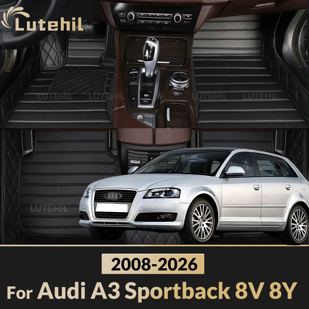 For Audi A3 Sportback 8V 8Y All Models 2008-2026 25 24 23 22 21 20 Custom Car Floor Mats Carpet Cover Interior Accessories