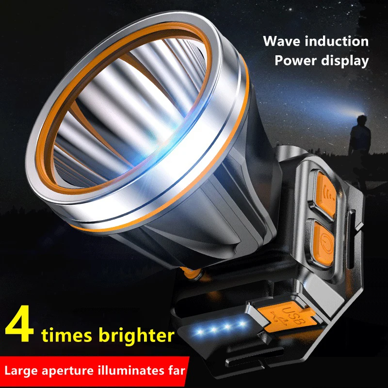 

Multifunctional USB Output Power Display Rechargeable Plastic Headlight With Sensing Function Torch Headlamp