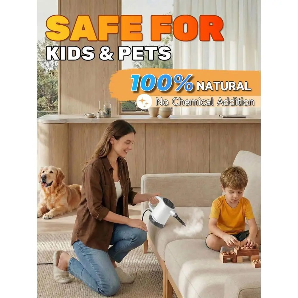 Handheld Steam Cleaner with Quick Heat, Dual Power & Self-Clean, Multi-Surface Steamer for Kitchen, Bathroom, Car