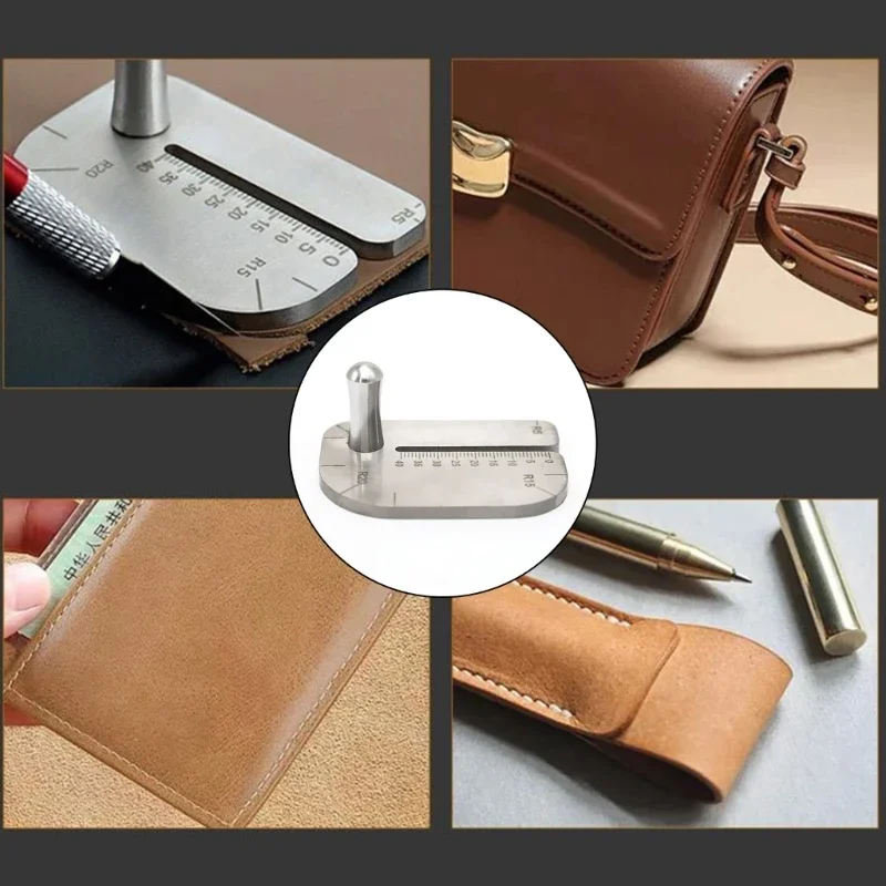 

Punching Aid Plate with Measuring Ruler Leather Stitching Aid Plate Tool for Pulling up Pricking Iron or Lacing M4YD