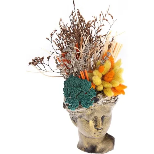 Kibrithane Flower Artificial Flower Gold Helen Pot Dry Flower Arrangement KC00200835