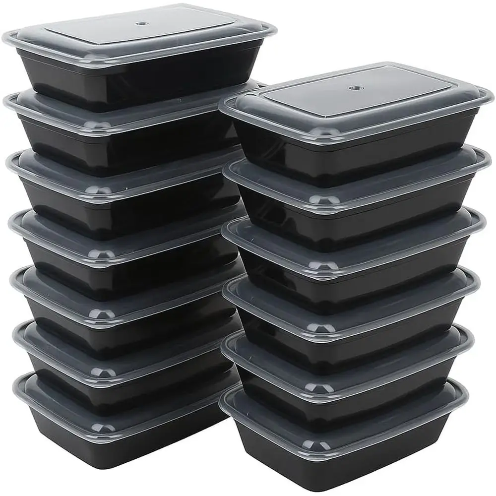 

Reusable 150-Piece Square Meal Prep Containers with Lids - BPA-Free, Stackable, Microwave & Dishwasher Safe, 32 oz