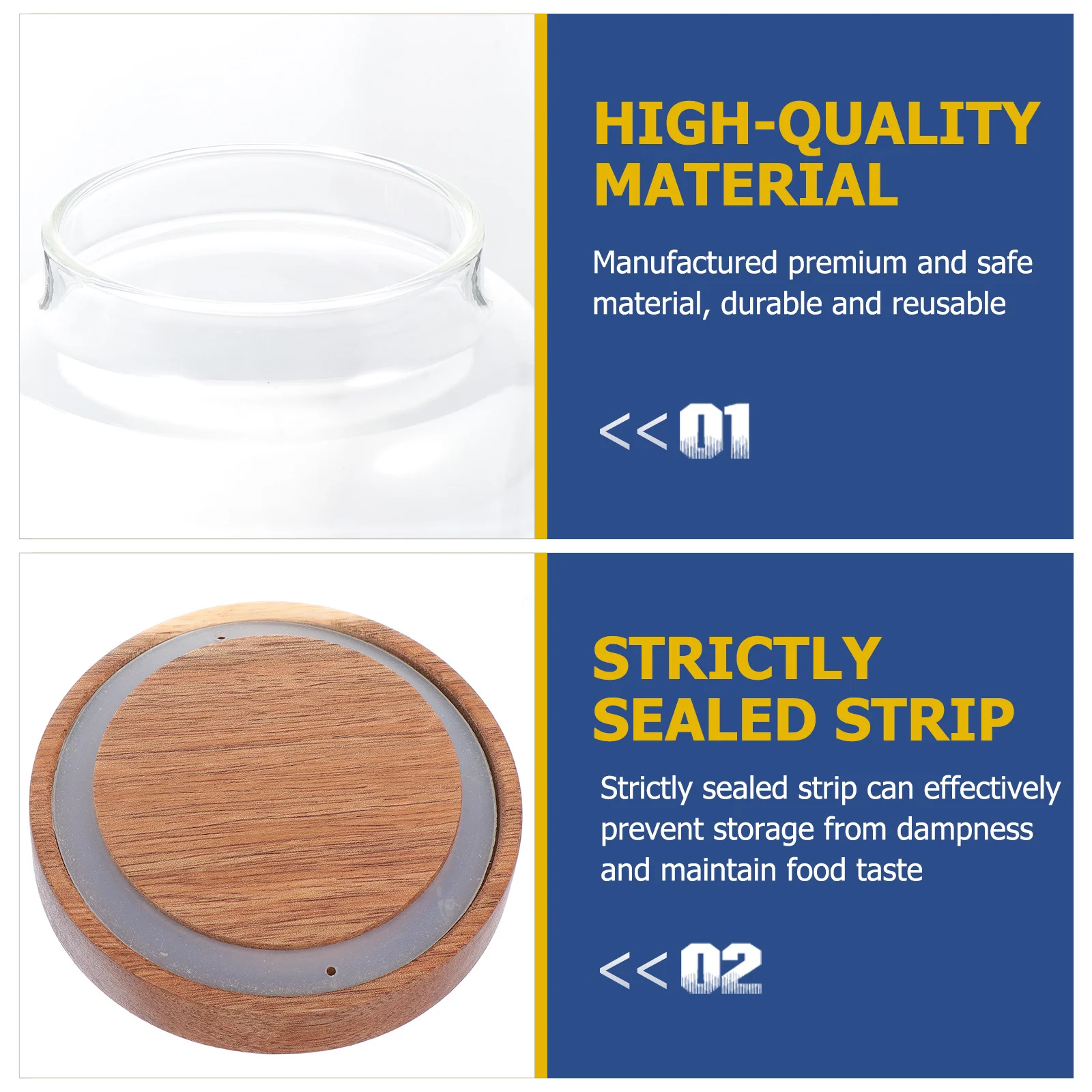 

1 шт., высококачественная стеклянная герметичная банка для чайной муки, орехов, консервации с деревянной крышкой, контейнер для чайных листьев