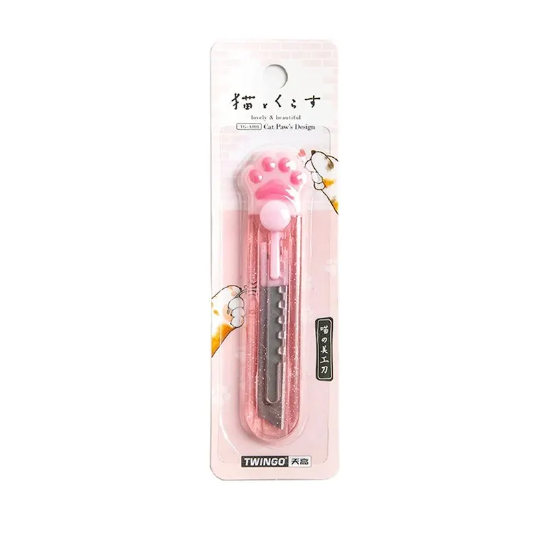 4 Pcs Correction Tape Scissors Utility Knife Ruler Cute Cat Paw Stationery Set Kawaii School Supplies for Cat Lovers