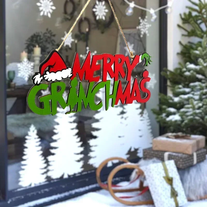 Natale in legno appeso ornamenti per l\'albero di Natale porta d\'ingresso decorazioni per feste