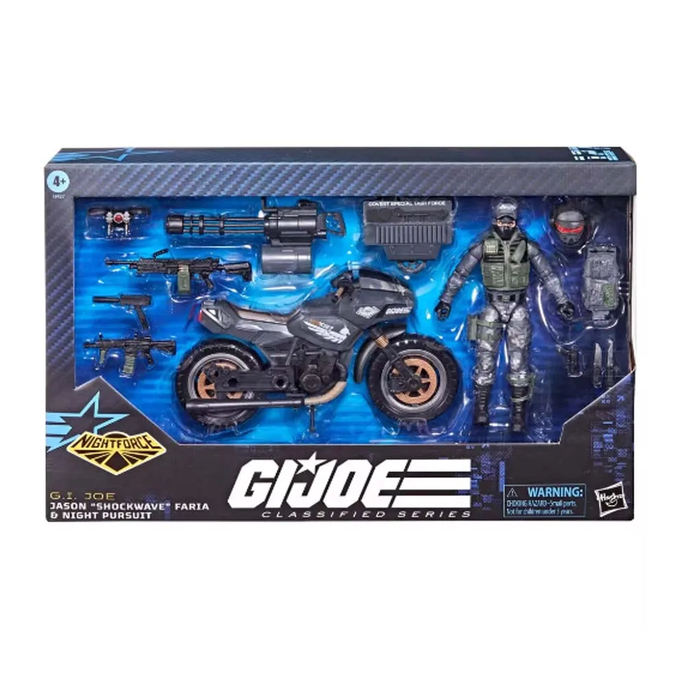 Original Hasbro Gi Joe 127 Night Force Jason Shockwave Faria Cycle Action Figure Model Toy Gift Collect