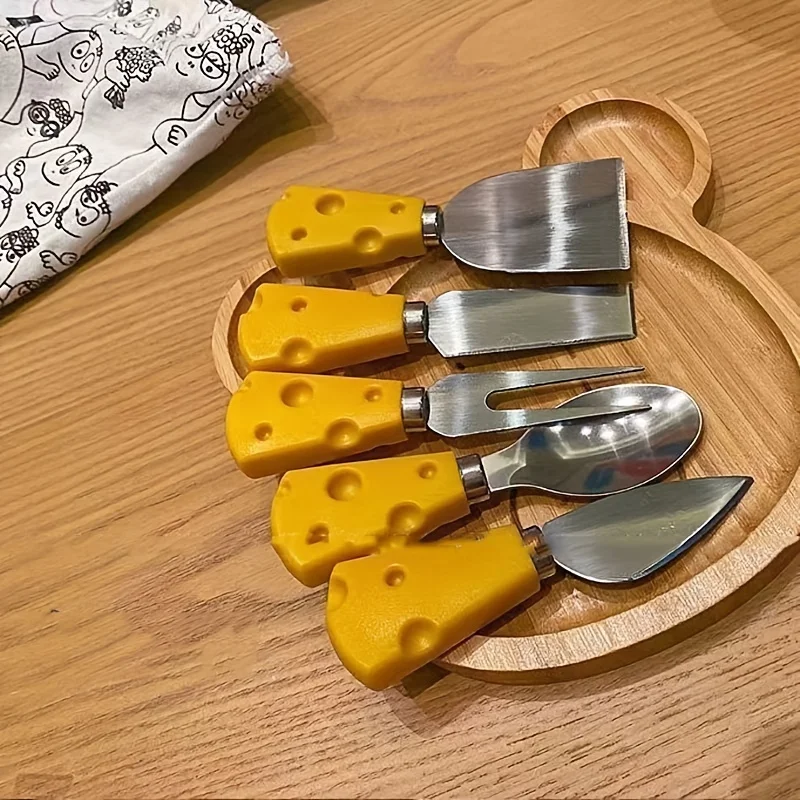5-Piece Set Stainless Steel Cheese Fruit Knife Fork Spoon - Cutlery Kit for Cheeses And Deli