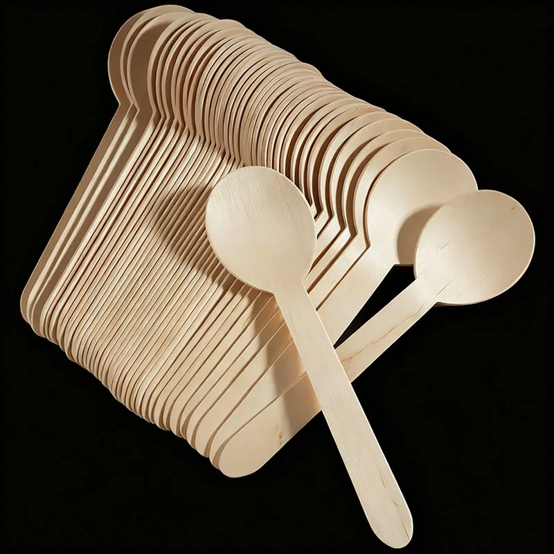 Houten Lepel Met Ronde Kop Ijs Hout Dessert Taart Scoop Westerse Bruiloft Servies Wegwerp Lepels Keukenbenodigdheden