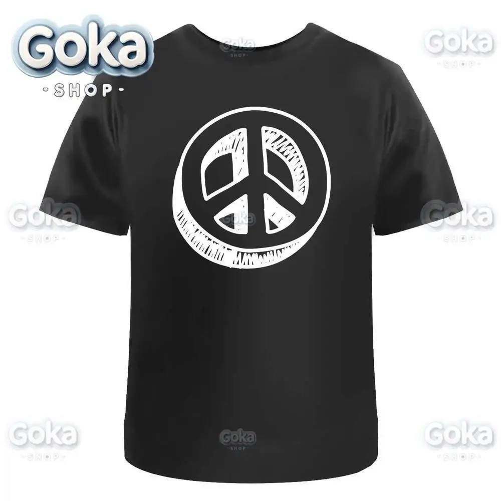 Peace Symbol Graphic T Shirts Mens Clothing New in Tops & Tees Cotton Women Printed T-shirt Y2K Clothes Cute Funny Tshirt