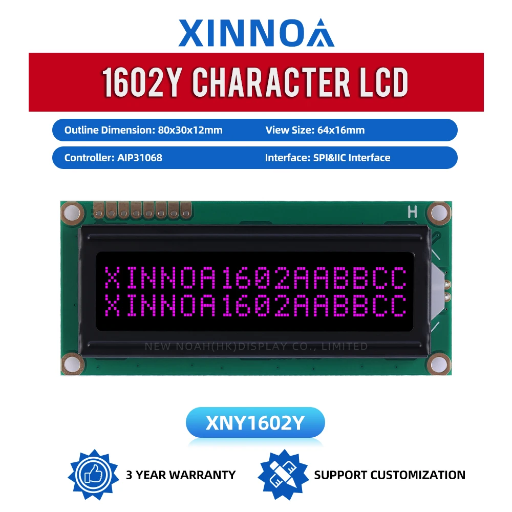 BTN schwarzer Film Lila 1602Y IIC LCD-Display 2*16 2X16 1602 8PIN Schnittstellenmodul AIP31068 Serial Port LCD-Modul