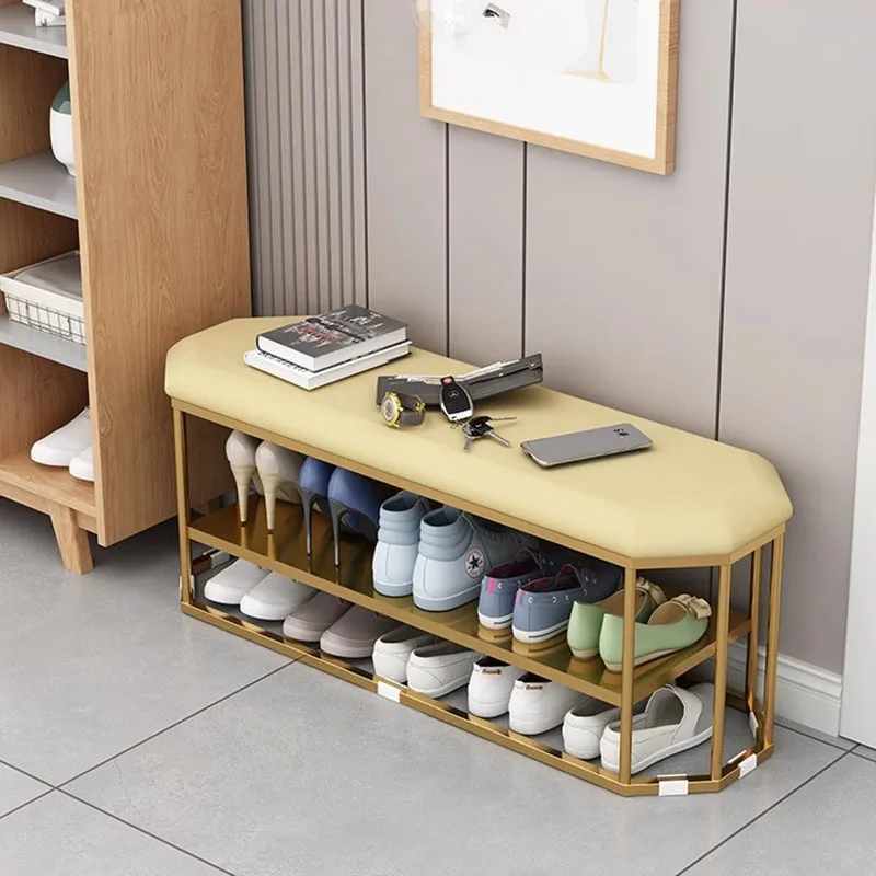 

Storage Bench Shoe Rack Organizer Display Show Luxury Shoe Shelf Designer Nordic Slippers Metal Gabinete Entrance Furniture