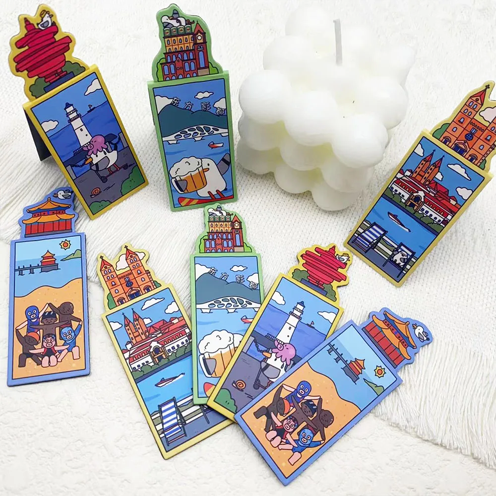 4 قطعة الكرتون تشينغداو الإشارات المرجعية المغناطيسية اللوازم المكتبية المدرسية صفحات القراءة الكتب المشروحة DIY بها بنفسك الإشارات المرجعية الجمالية #1