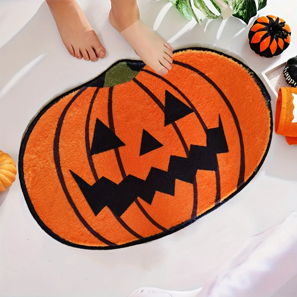 1pc Fall Pumpkin Rugs Non-slip Imitation Cashmere Halloween Rug Halloween Decorations 40x60cm/50x80cm/60x90cm/80x120cm