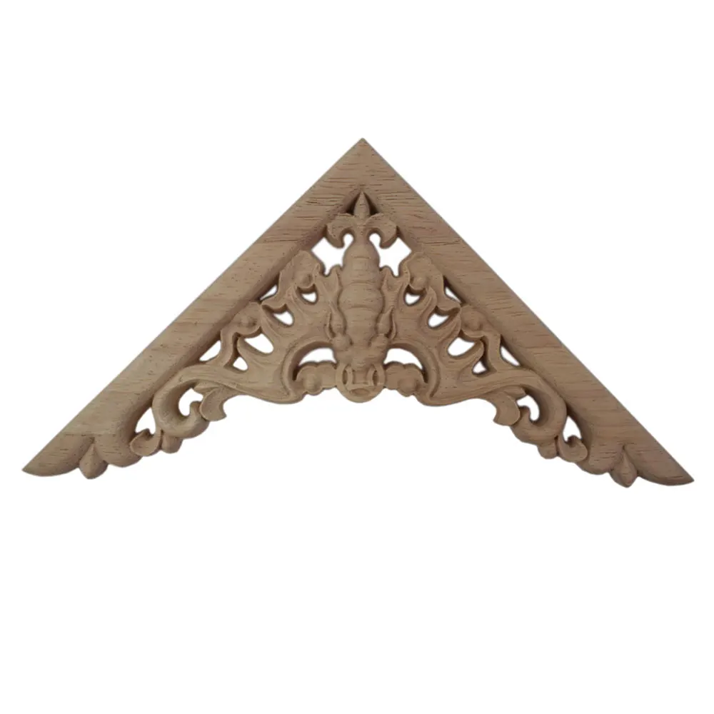 Retro Woodcarving Decal Corner Applique Frame Door Decorate Wooden Figurines Crafts Corner Appliques Door Furniture Decoration