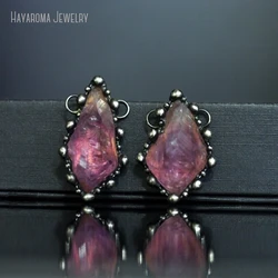 10Pcs Jewelry Vintage Handmade Geometric Free Form Amethysts Crystal Soldered Wholesale Tin Alloy Antique Silver Color Pendant