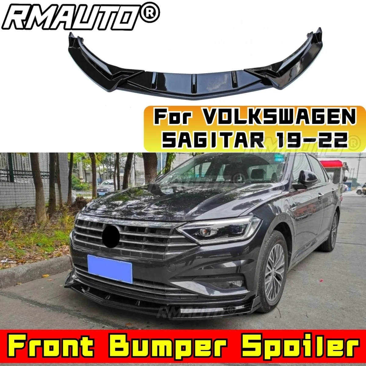 

For VOLKSWAGEN SAGITAR 2019-2022 Car Front Bumper Lip Splitter Diffuser Body Kit Gloss Black Bumper Lip Modification Part