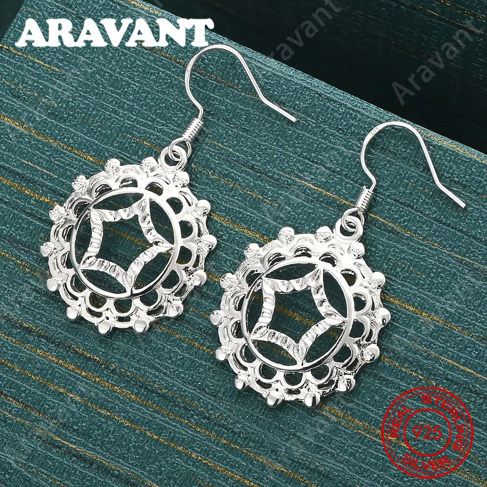 925 Sterling Silver Round Openwork Earrings - Unique Gift For Women, Versatile For Events And Jewelry
