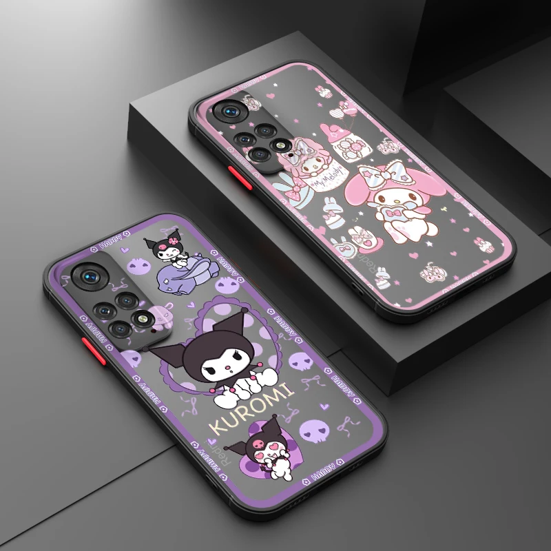 

Kawaii Kuromi Anime For Xiaomi Redmi Note 12 Turbo Speed 11 10 9 Pro Plus Max 4G 5G Frosted Translucent Hard Phone Case Fundas