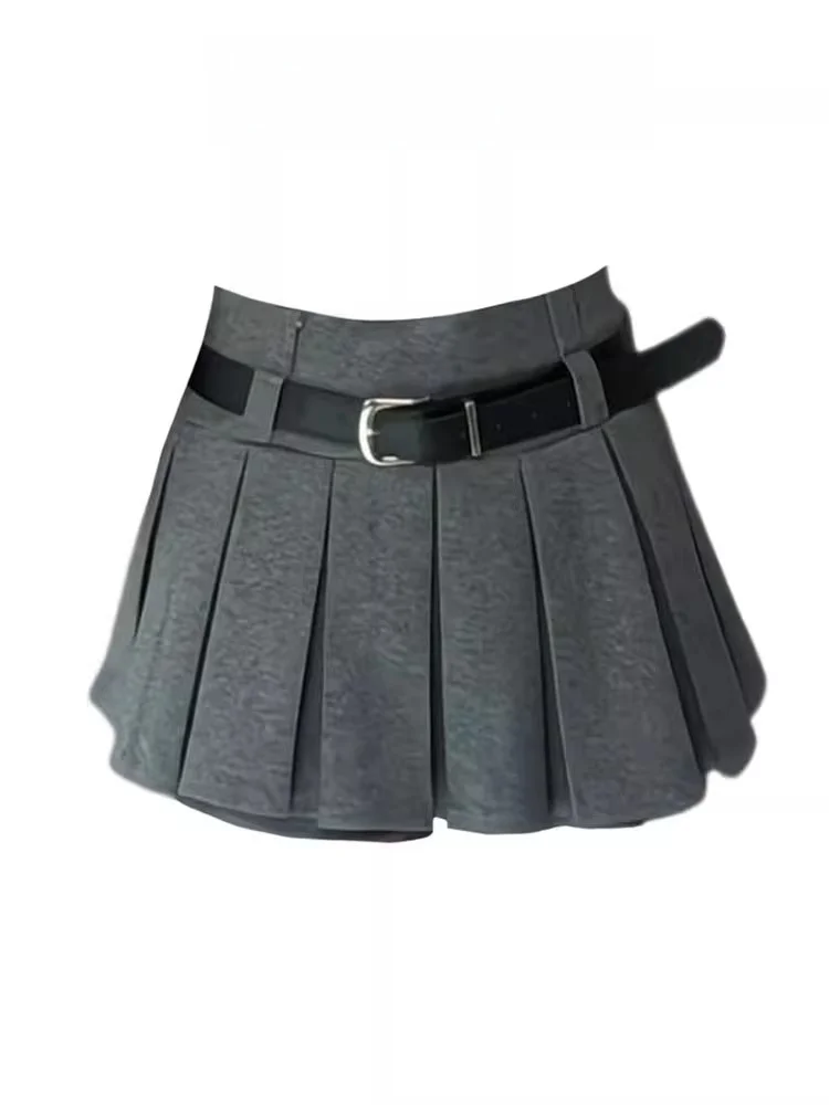 High Waist Black Pleated  Skirt Women's Spring Autumn New Style Anti-Light A-Line Skirt Half Body Skirt Pants