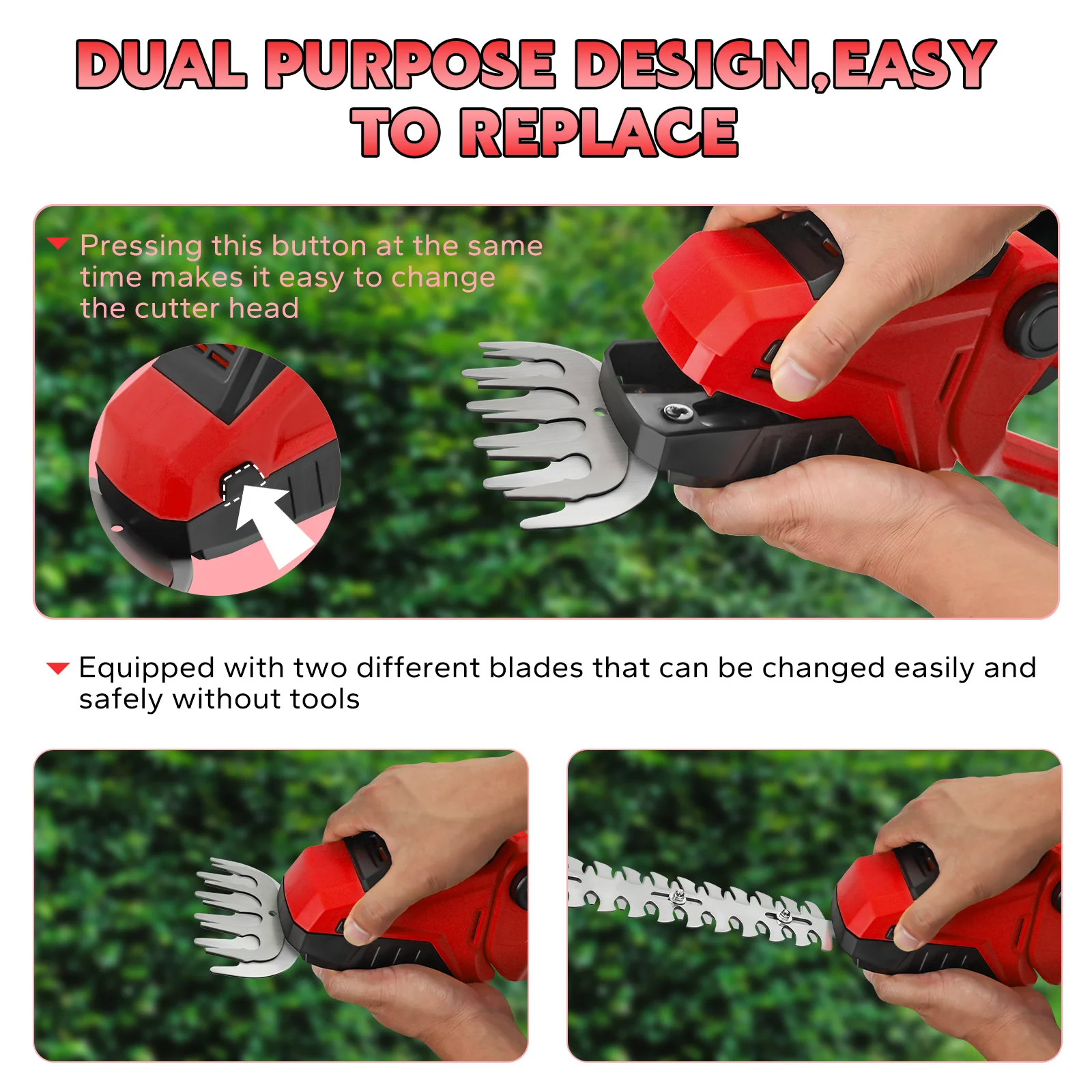 Tagliasiepi a batteria Cesoie per erba 2 in 1 Kit tagliasiepi elettrico portatile Attrezzo da giardino per batteria Milwaukee 18V (senza batteria)