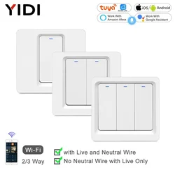 WiFi Smart Wall Light Switch Push Button Wireless APP Remote Voice Control Smart Life Tuya 1/2/3 Gang Wall Switch Google Alexa