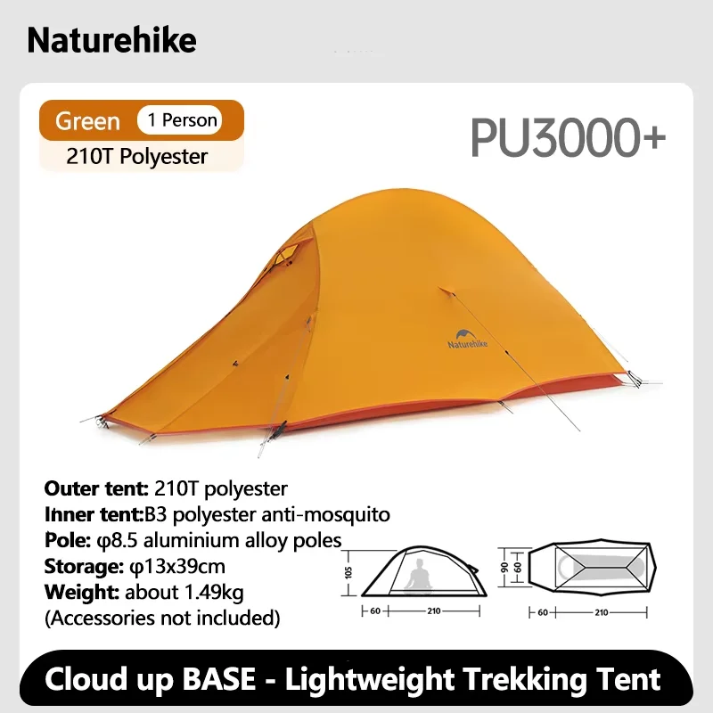 Naturehike Cloud Up Base Tent 1 2 3 Person Camping Ultralight
