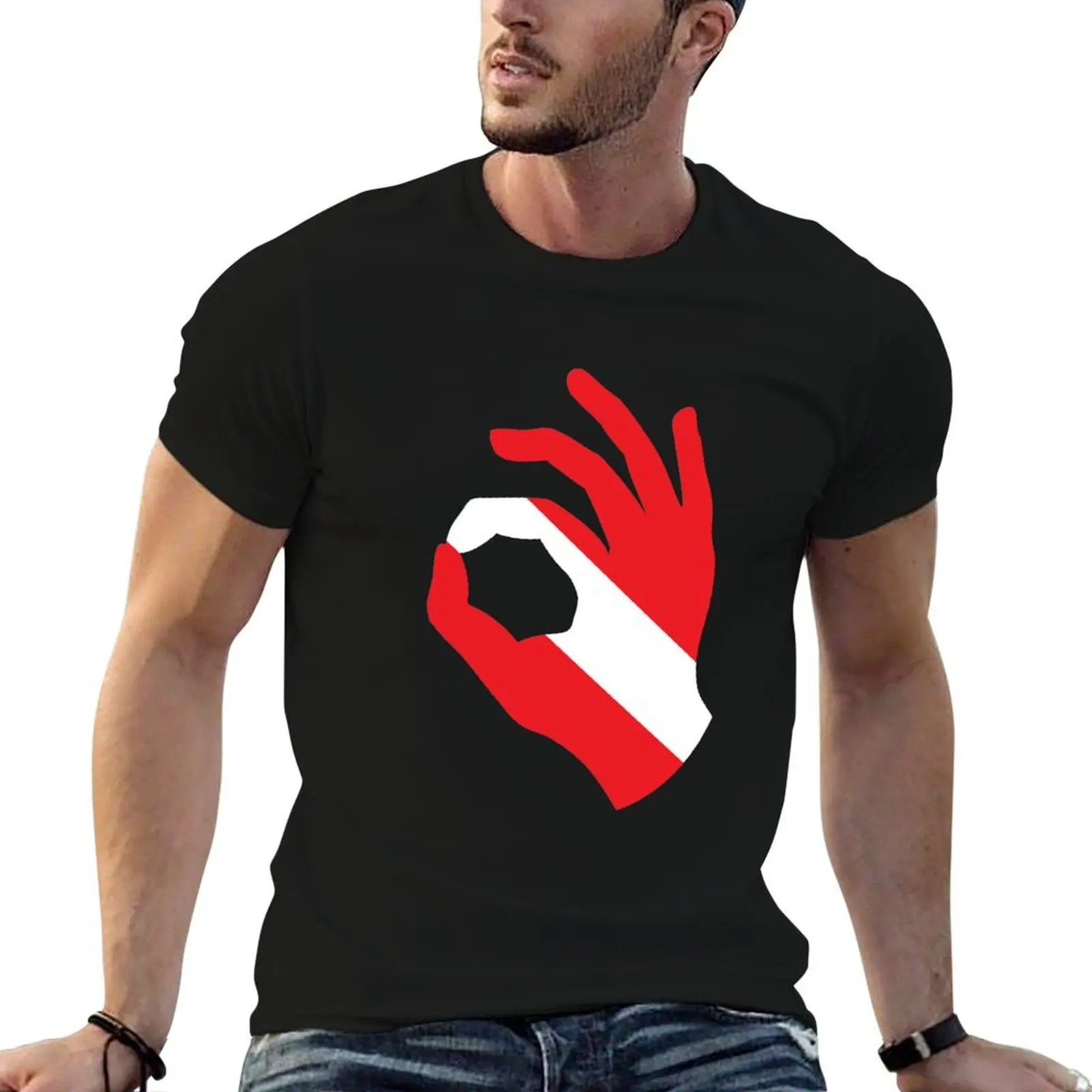 

Scuba Diving Gift Diving Hand Symbol Ok Sign T-Shirt t shirt man luxury t shirts for man pack cotton T-Shirt