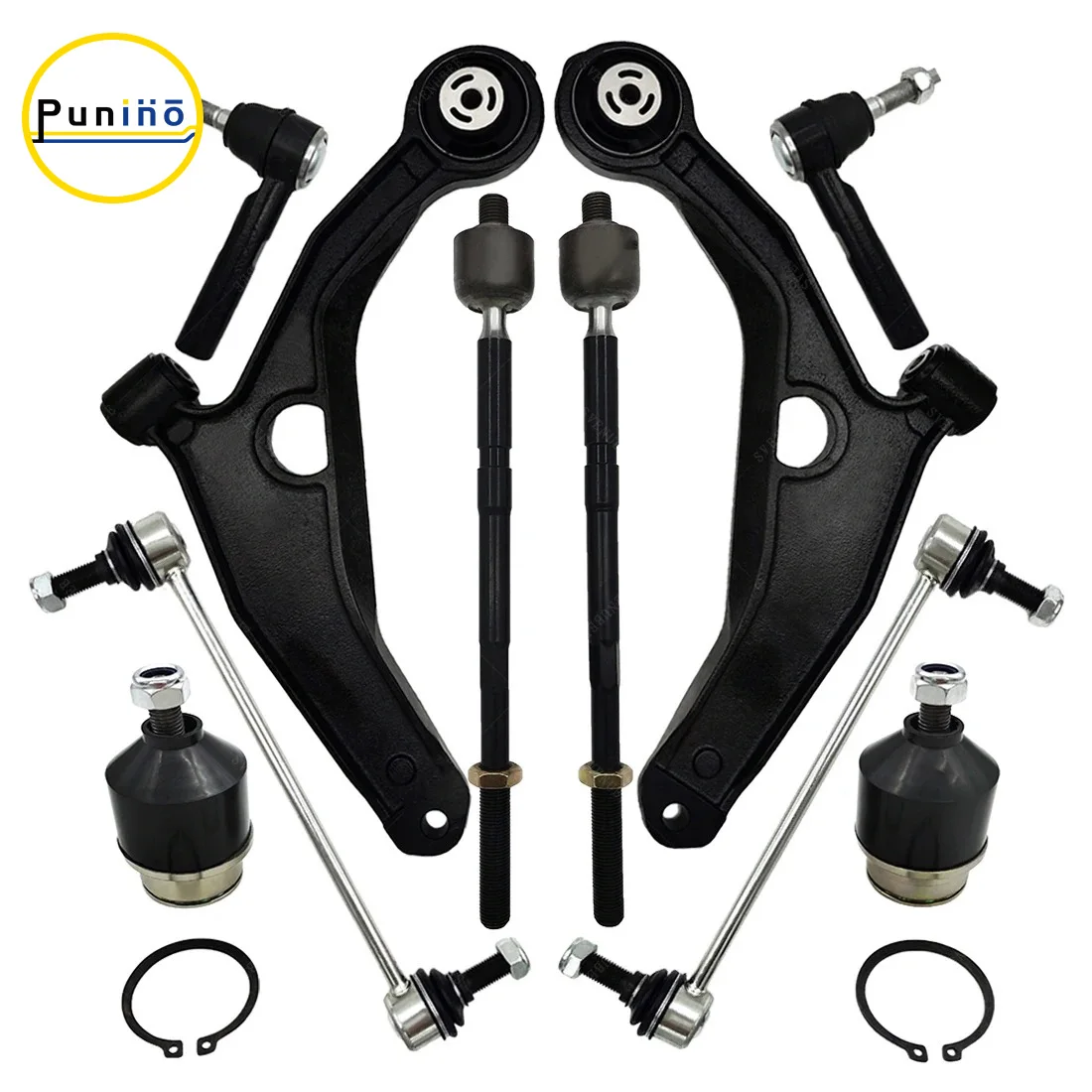 Punino 10pcs Front Lower Suspension Control Arm Tie Rod End Ball Joint Sway Bar End Link for Dodge Journey 2009 2010 2011-2015